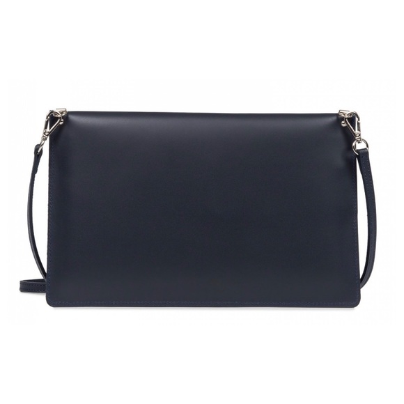 NWT Made in France Leather Crossbody Clutch Navy - Picture 4 of 13